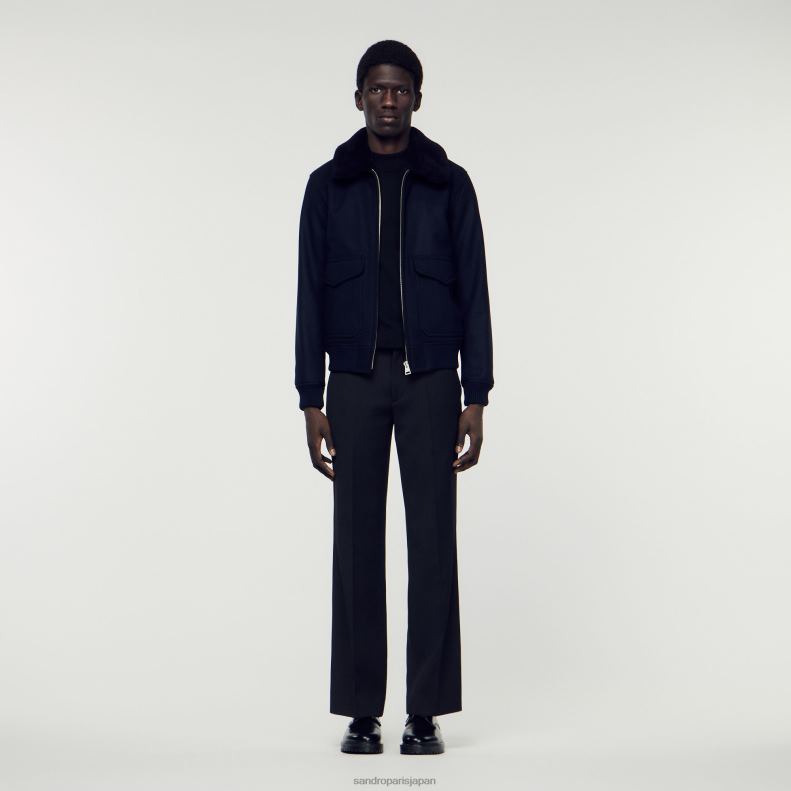 sandro paris  ウールニット　ジャケット Knitted jacket black / gray for Men | Sandro Paris