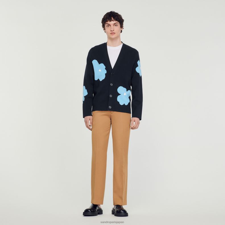 jp Sandro Paris 男性 フラワーモチーフのニットカーディガン