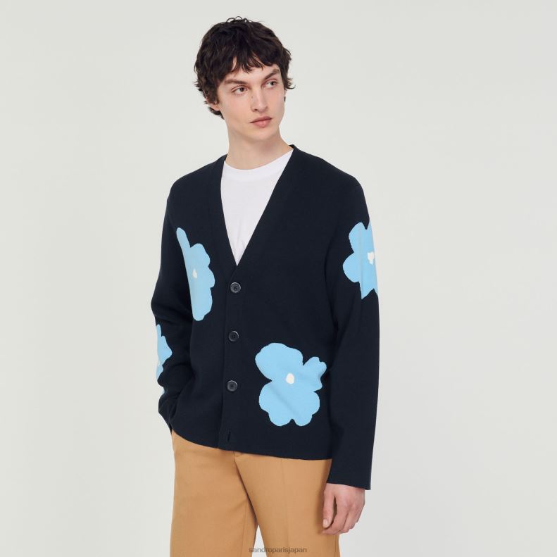 jp Sandro Paris 男性 フラワーモチーフのニットカーディガン