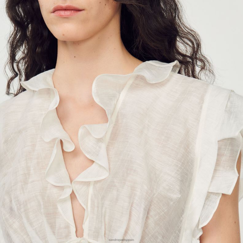 jp Sandro Paris 女性 クロップトップ 白 20D4B102 衣服