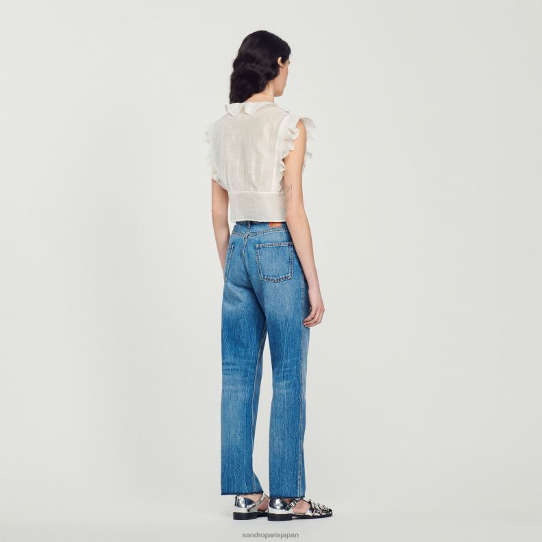jp Sandro Paris 女性 クロップトップ 白 20D4B102 衣服
