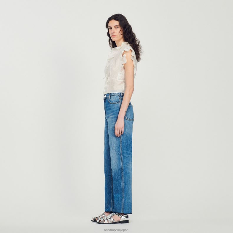 jp Sandro Paris 女性 クロップトップ 白 20D4B102 衣服