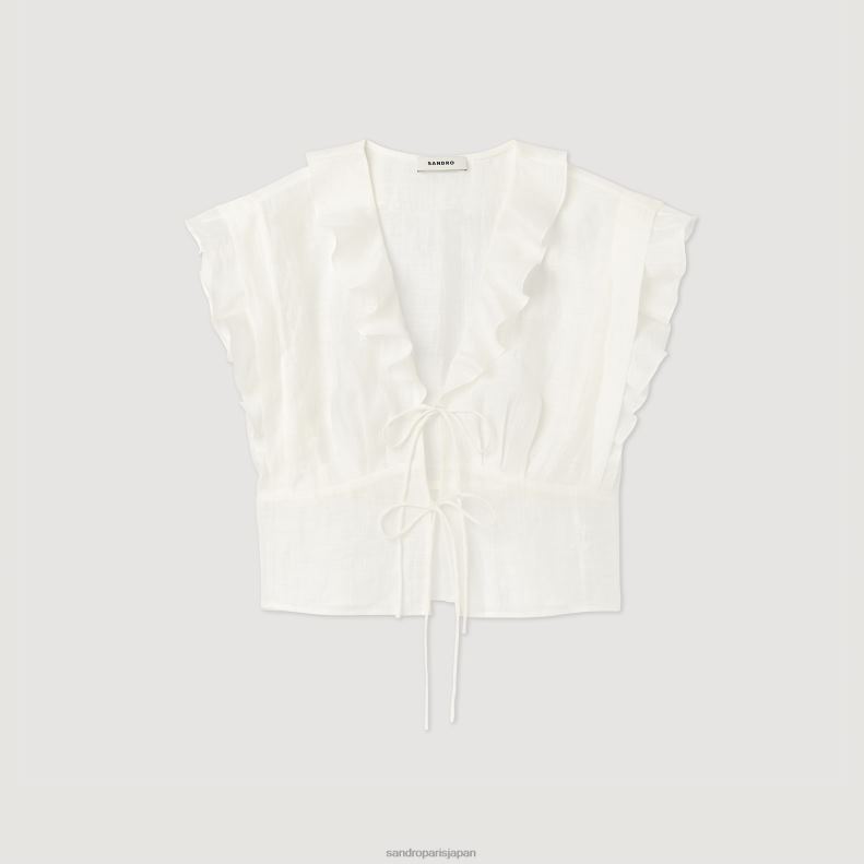 jp Sandro Paris 女性 クロップトップ 白 20D4B102 衣服