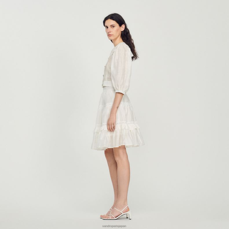 jp Sandro Paris 女性 レースカラーシャツ 白 20D4B116 衣服
