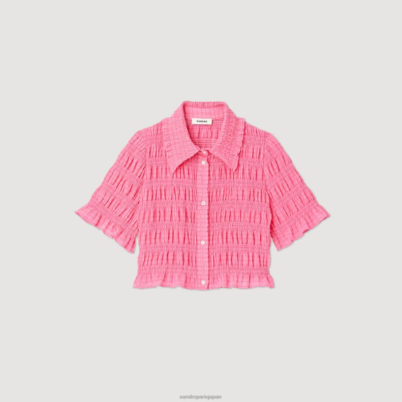 jp Sandro Paris 女性 クロップドスモックシャツ キャンディーピンク 20D4B152 衣服