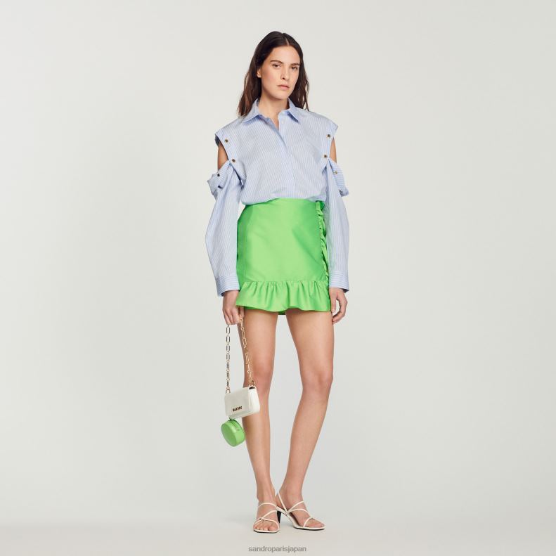 jp Sandro Paris 女性 取り外し可能な袖付きのシャツ ブルー/ホワイト 20D4B189 衣服