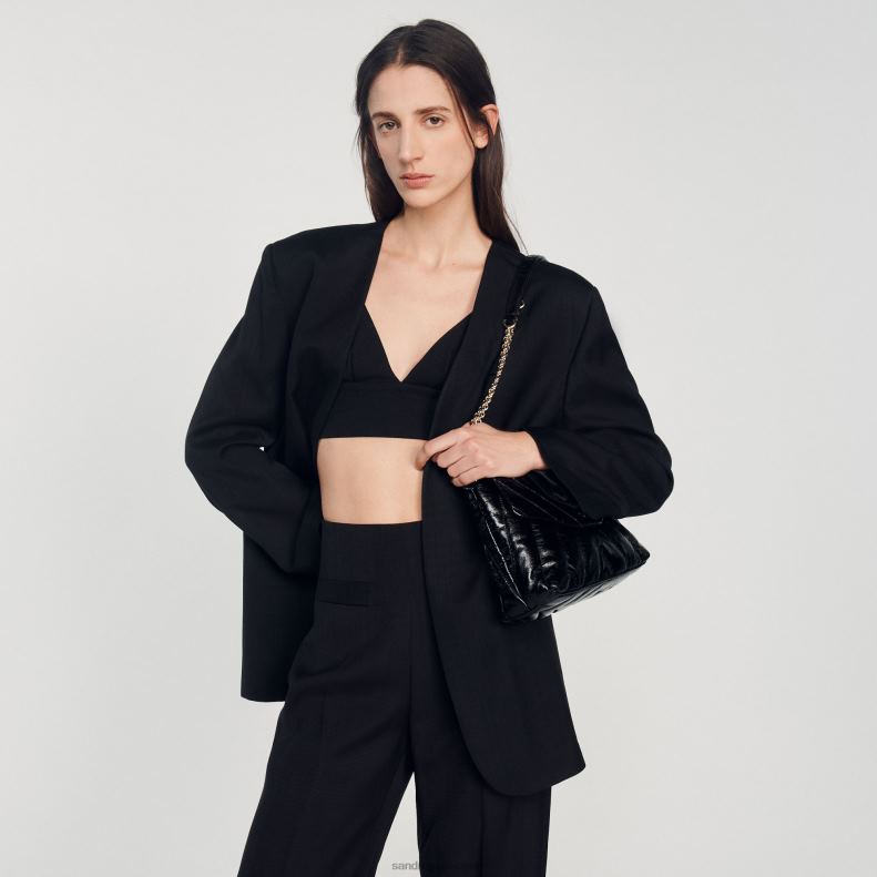 jp Sandro Paris 女性 クロップトップ 黒 20D4B223 衣服