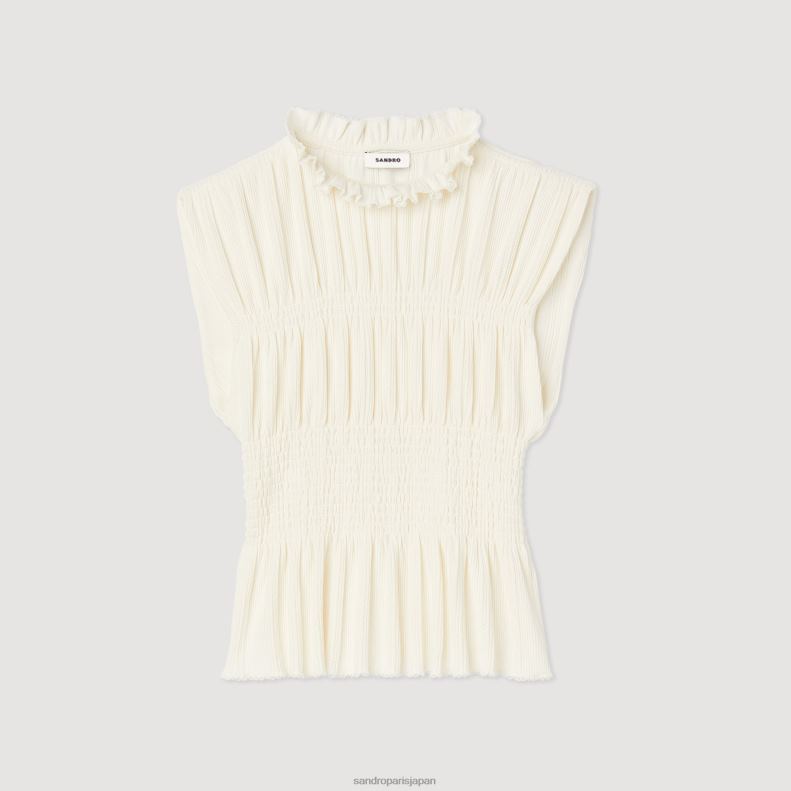jp Sandro Paris 女性 スモッキングトップ 生成り 20D4B231 衣服