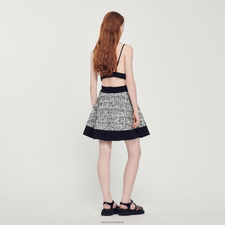jp Sandro Paris 女性 ツートンカラー ツイード クロップトップ 黒 20D4B319 衣服