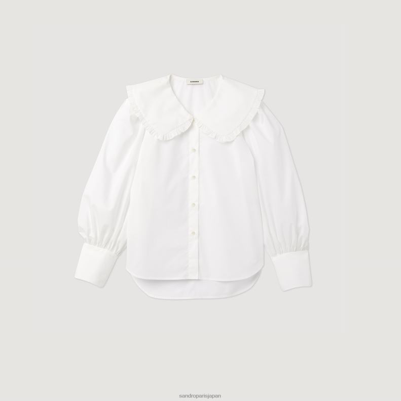 jp Sandro Paris 女性 ピーターパンカラーのポプリンシャツ 白 20D4B369 衣服