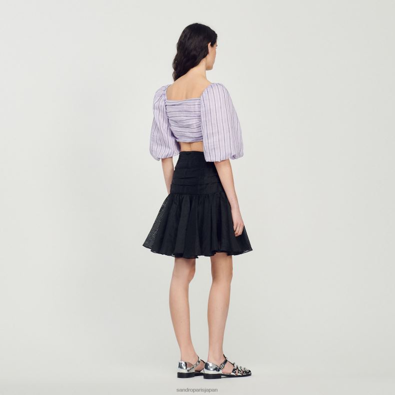 jp Sandro Paris 女性 ストライプクロップトップ ライラック/ブラック 20D4B458 衣服