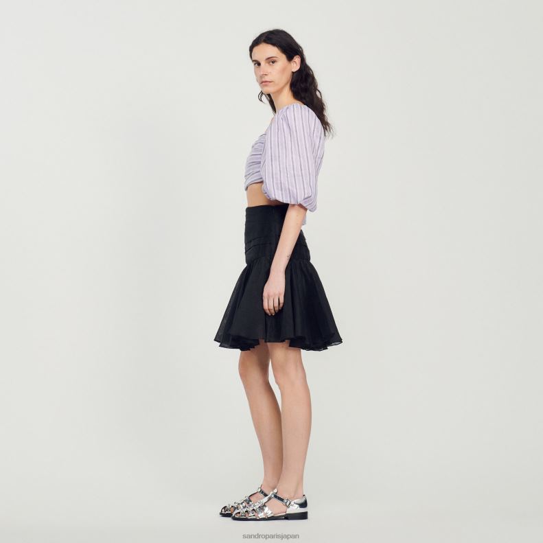 jp Sandro Paris 女性 ストライプクロップトップ ライラック/ブラック 20D4B458 衣服