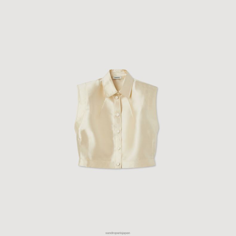 jp Sandro Paris 女性 クロップドサテンシャツ ベージュ 20D4B54 衣服
