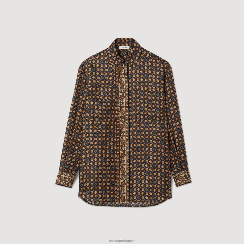 jp Sandro Paris 女性 プリントシャツ 黒 20D4B71 衣服