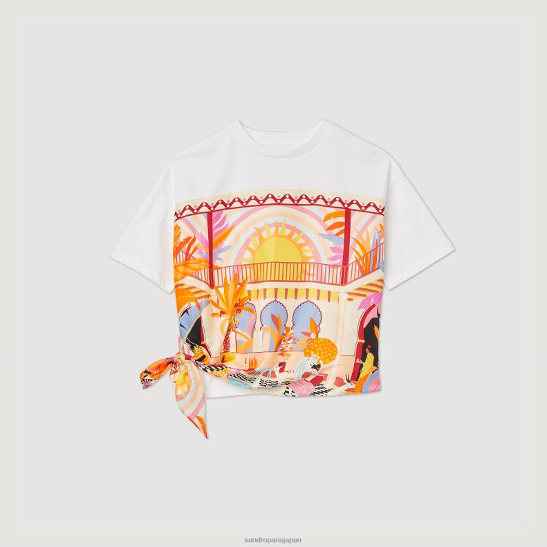 jp Sandro Paris 女性 スカーフTシャツ オレンジ/ピンク 20D4B115 衣服
