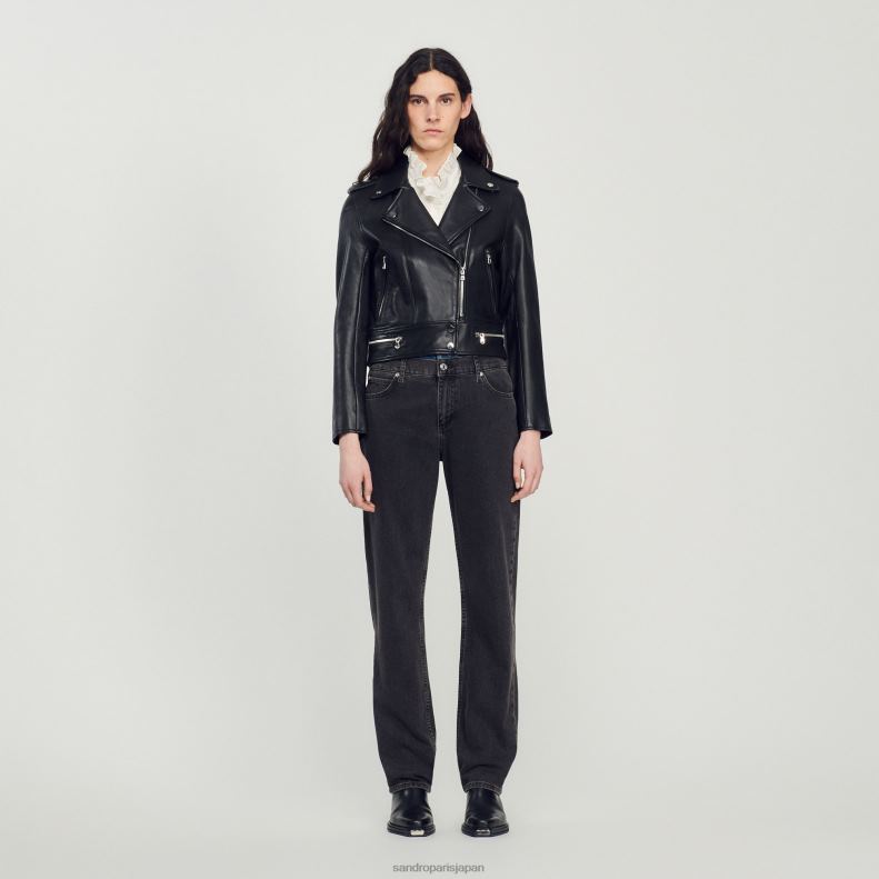 jp Sandro Paris 女性 レザージャケット 黒 20D4B104 衣服