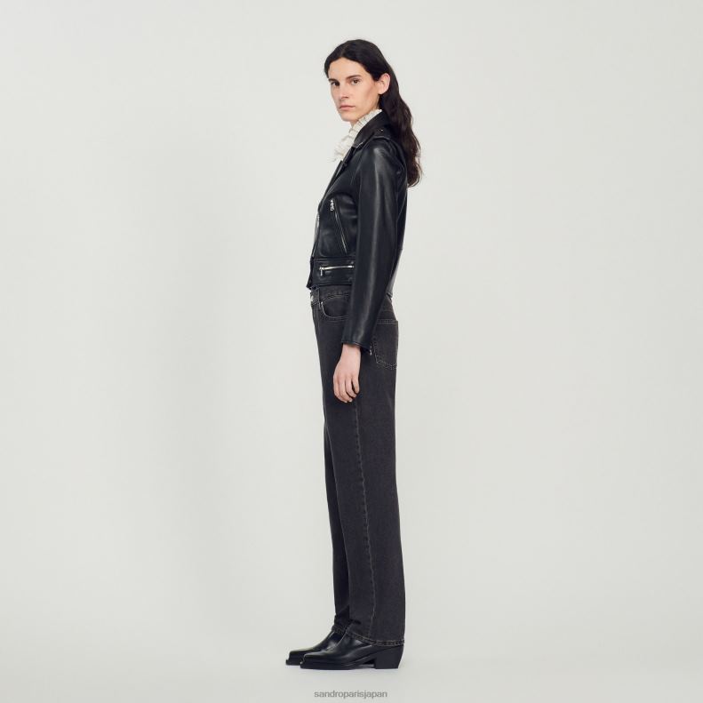 jp Sandro Paris 女性 レザージャケット 黒 20D4B104 衣服