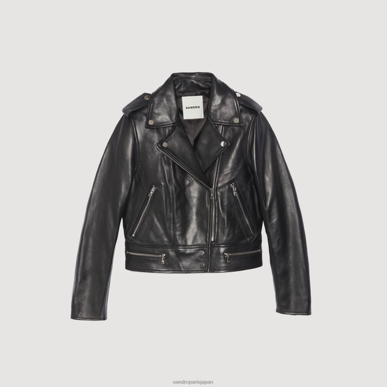 jp Sandro Paris 女性 レザージャケット 黒 20D4B104 衣服