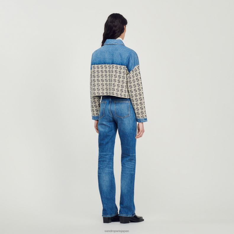 jp Sandro Paris 女性 クロップドデニムコーティガン ブルージーンズ 20D4B105 衣服