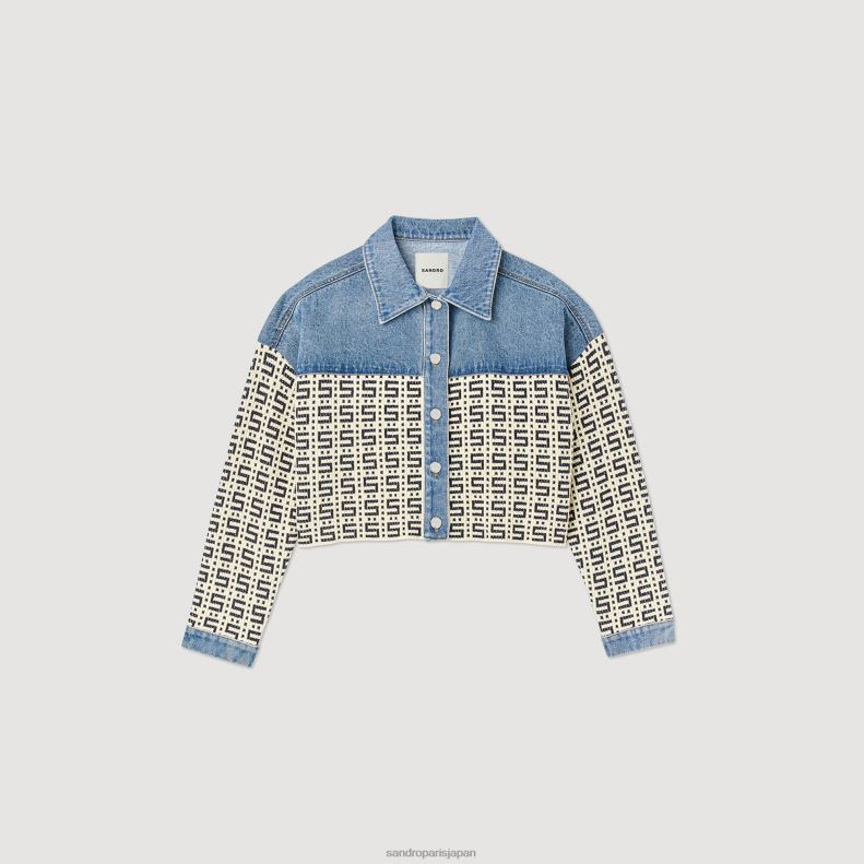 jp Sandro Paris 女性 クロップドデニムコーティガン ブルージーンズ 20D4B105 衣服
