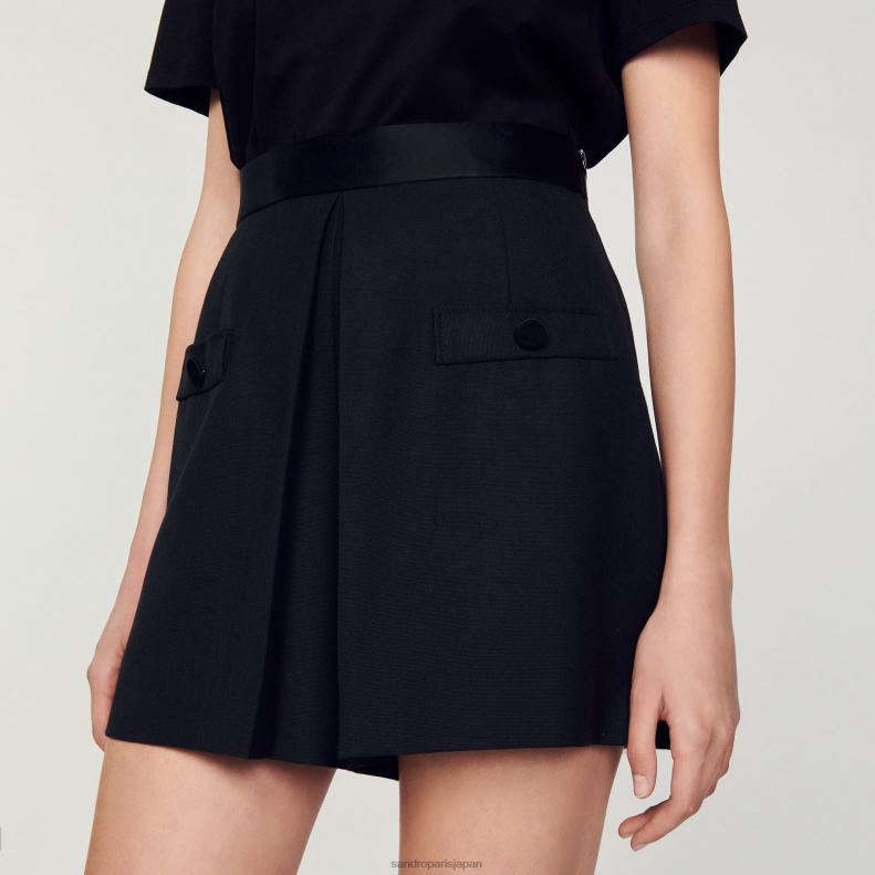 jp Sandro Paris 女性 ボタン付きハイウエストショーツ 黒 20D4B107 衣服