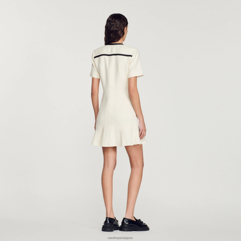 jp Sandro Paris 女性 クロップドツイード ボタンアップドレス 生成り 20D4B109 衣服