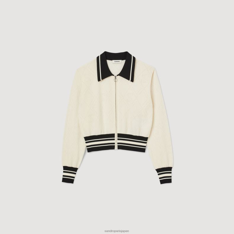 jp Sandro Paris 女性 ツートンカラーのカーディガン 生成り 20D4B11 衣服