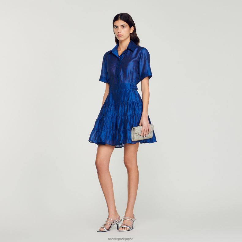jp Sandro Paris 女性 フリルショートドレス 濃紺 20D4B113 衣服