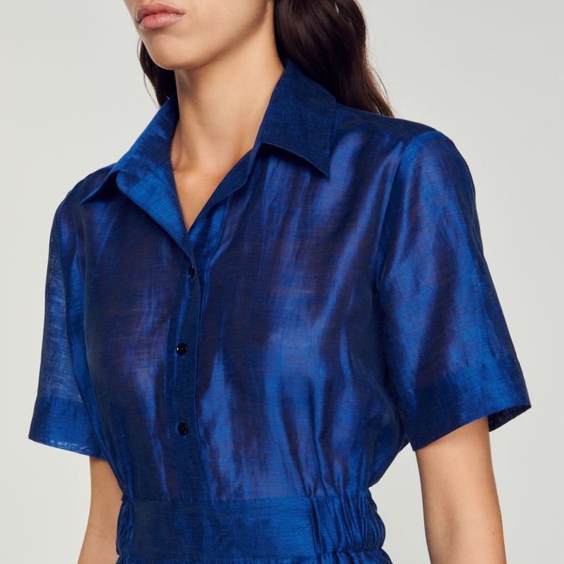 jp Sandro Paris 女性 フリルショートドレス 濃紺 20D4B113 衣服