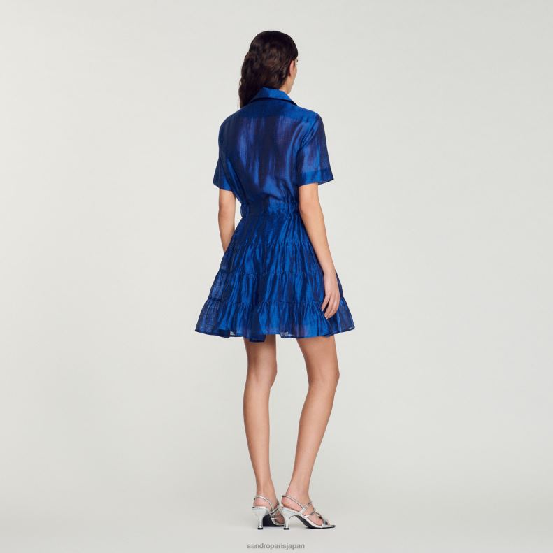 jp Sandro Paris 女性 フリルショートドレス 濃紺 20D4B113 衣服