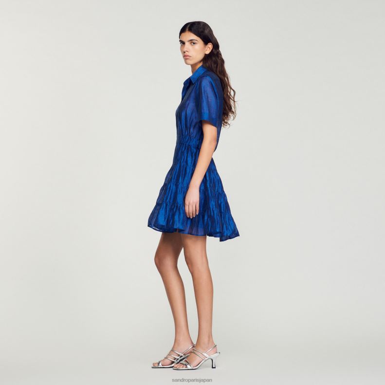 jp Sandro Paris 女性 フリルショートドレス 濃紺 20D4B113 衣服
