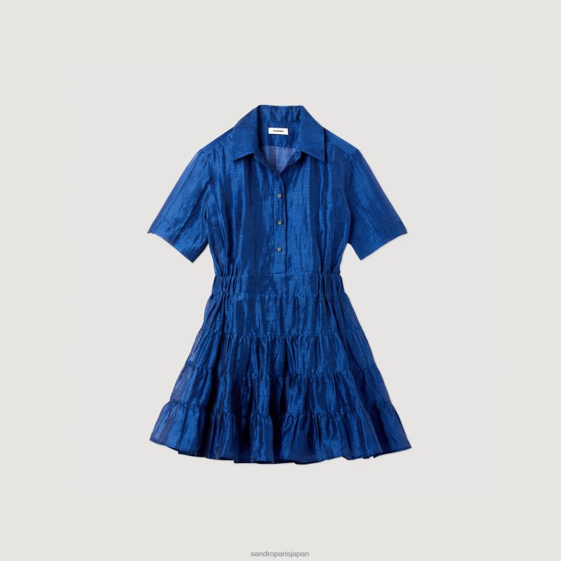 jp Sandro Paris 女性 フリルショートドレス 濃紺 20D4B113 衣服