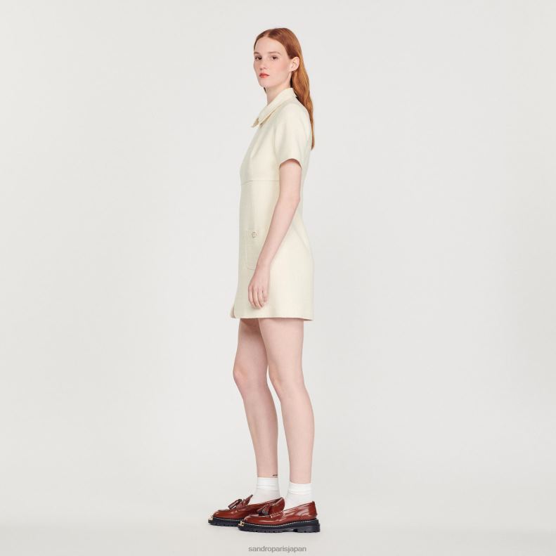 jp Sandro Paris 女性 ツイードジップドレス 生成り 20D4B117 衣服