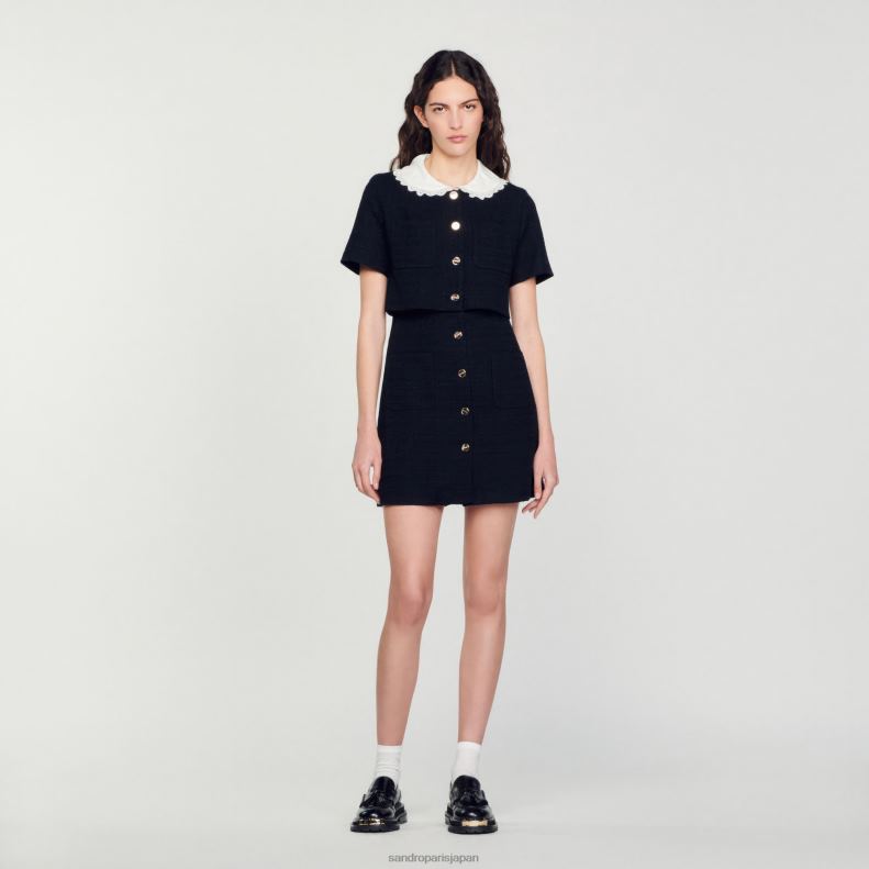 jp Sandro Paris 女性 ショートツイードドレス 黒 20D4B124 衣服