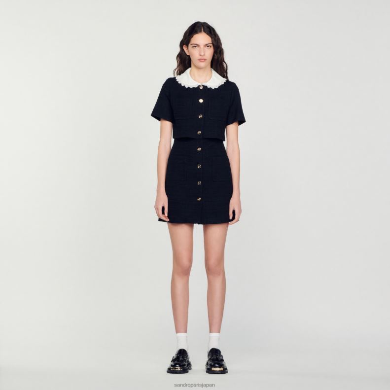 jp Sandro Paris 女性 ショートツイードドレス 黒 20D4B124 衣服