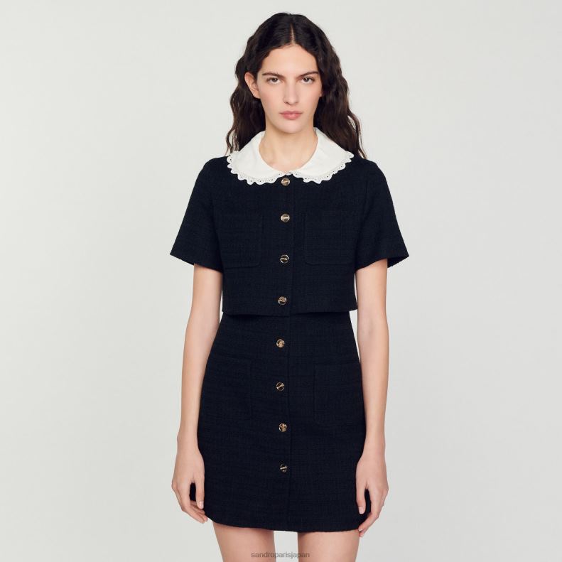 jp Sandro Paris 女性 ショートツイードドレス 黒 20D4B124 衣服