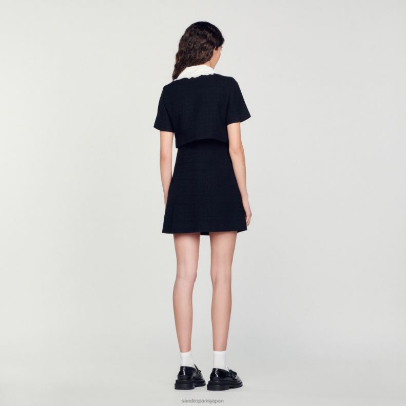 jp Sandro Paris 女性 ショートツイードドレス 黒 20D4B124 衣服