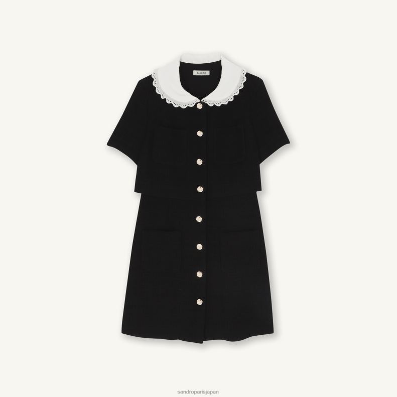jp Sandro Paris 女性 ショートツイードドレス 黒 20D4B124 衣服