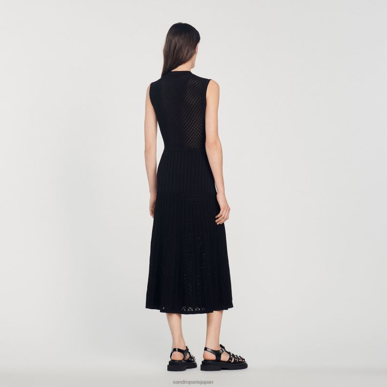 jp Sandro Paris 女性 ロングニットドレス 黒 20D4B126 衣服
