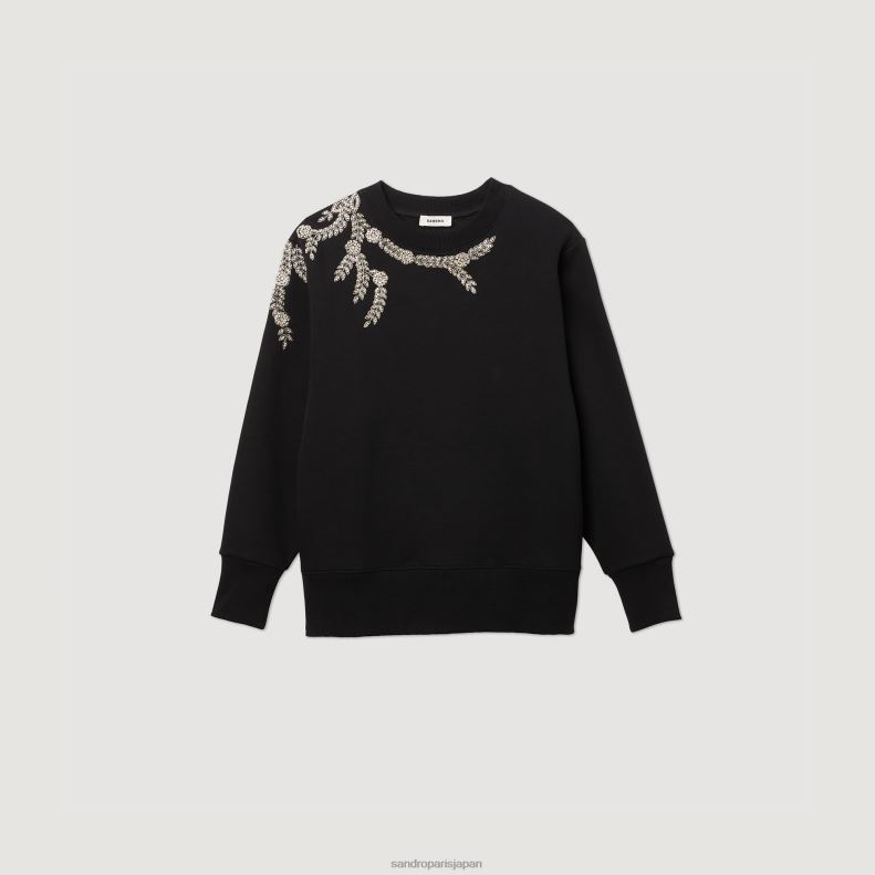 jp Sandro Paris 女性 装飾付きスウェットシャツ 黒 20D4B135 衣服