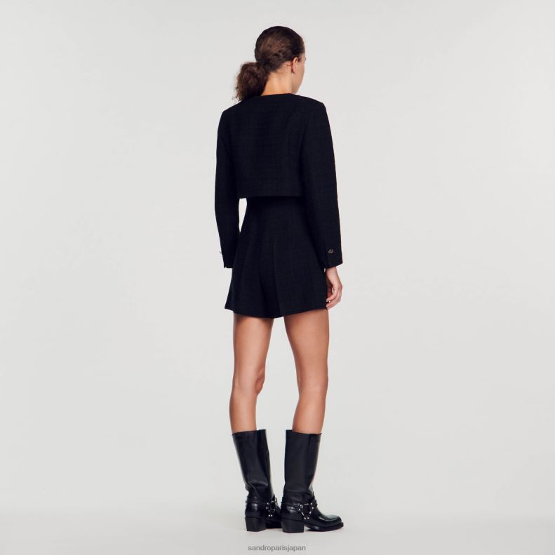 jp Sandro Paris 女性 ツイード遊び着 黒 20D4B143 衣服