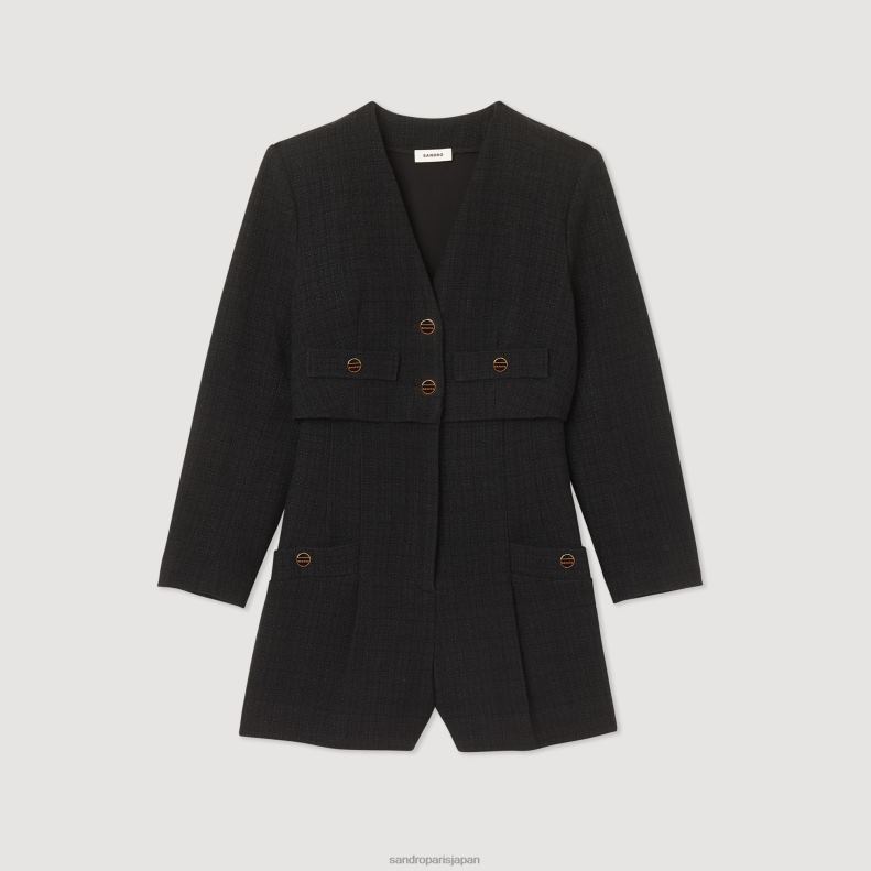 jp Sandro Paris 女性 ツイード遊び着 黒 20D4B143 衣服