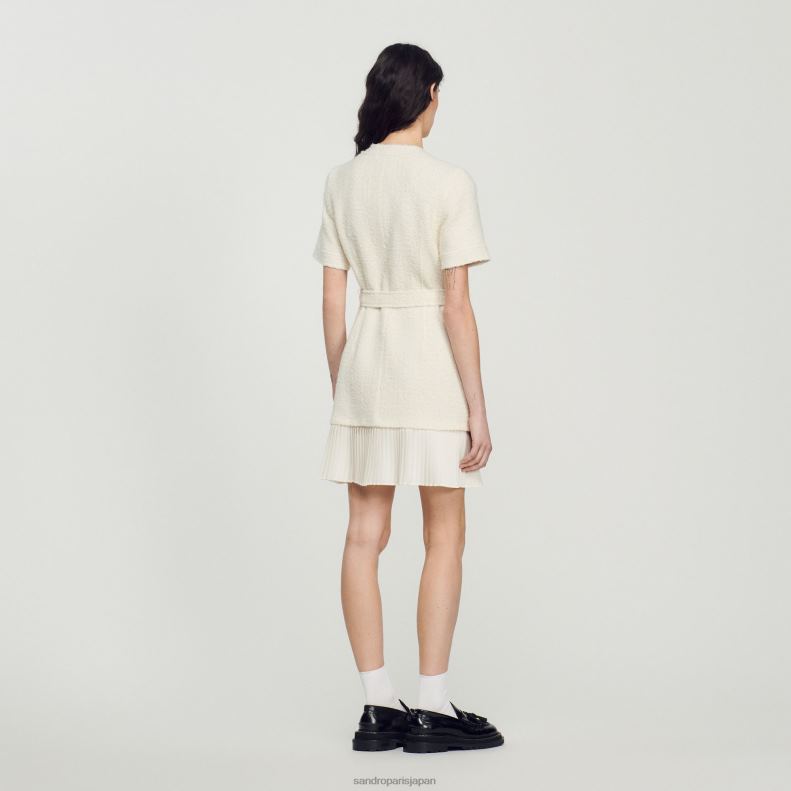 jp Sandro Paris 女性 ツイードエフェクト ウールコートドレス 生成り 20D4B144 衣服