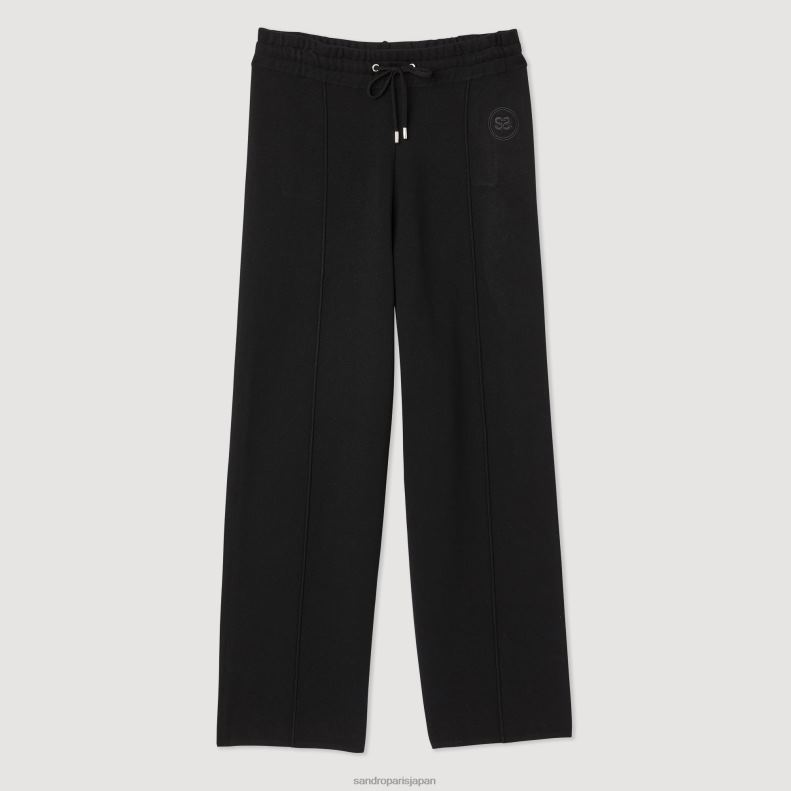 jp Sandro Paris 女性 ニットストレートパンツ 黒 20D4B145 衣服
