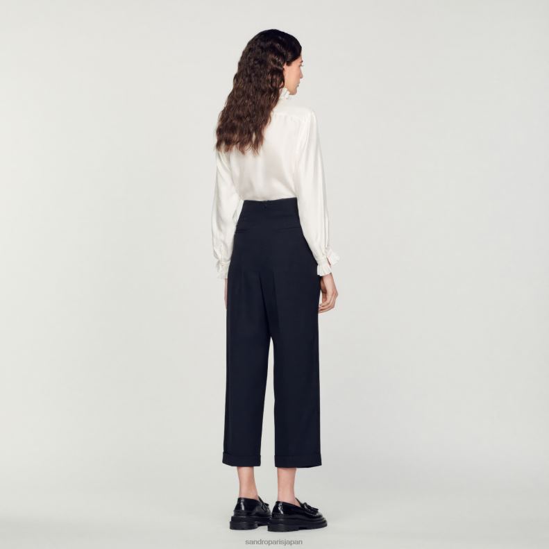 jp Sandro Paris 女性 ハイウエストパンツ 黒 20D4B147 衣服