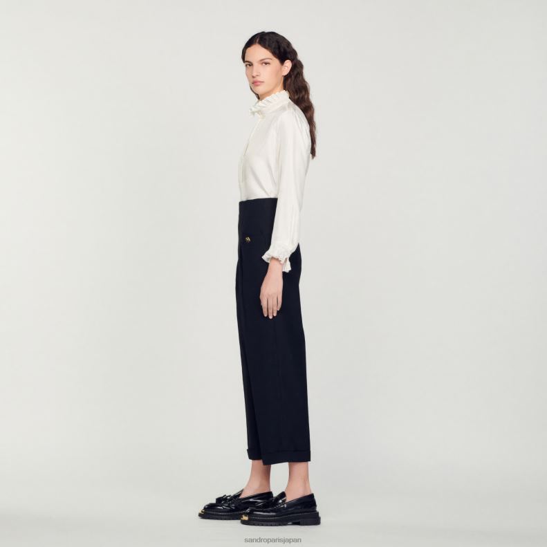 jp Sandro Paris 女性 ハイウエストパンツ 黒 20D4B147 衣服