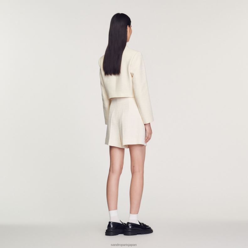 jp Sandro Paris 女性 ツイード ハイウエストショーツ 生成り 20D4B148 衣服