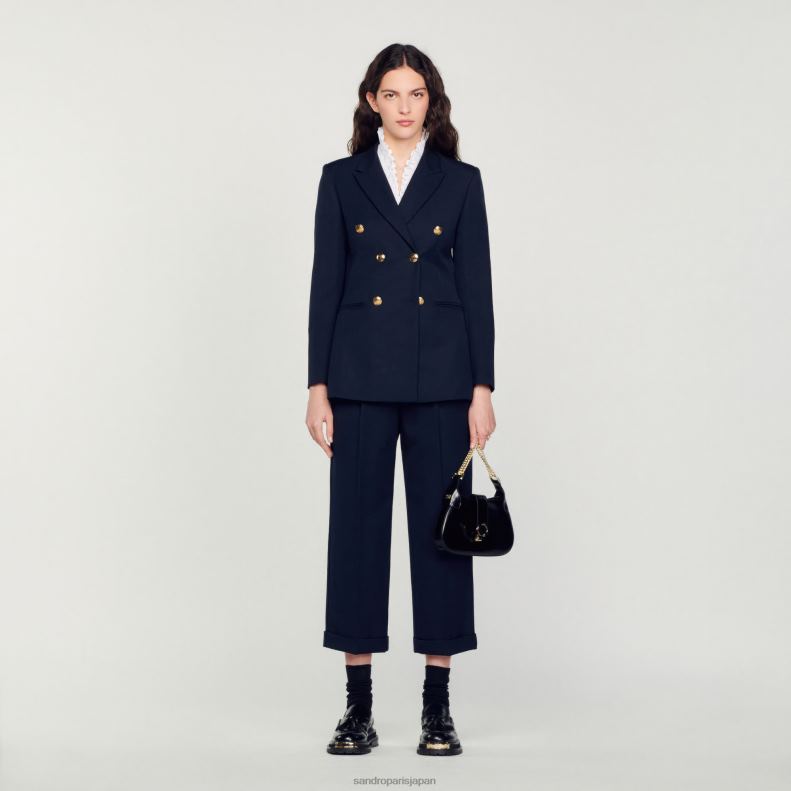 jp Sandro Paris 女性 ダブルブレスト スーツジャケット ネイビーブルー 20D4B155 衣服