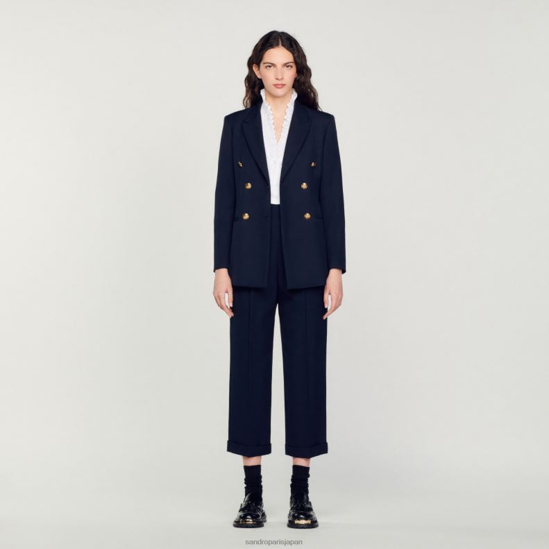 jp Sandro Paris 女性 ダブルブレスト スーツジャケット ネイビーブルー 20D4B155 衣服