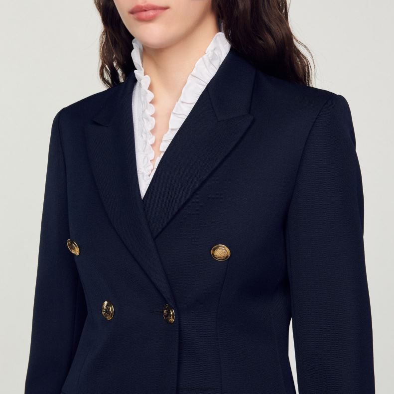 jp Sandro Paris 女性 ダブルブレスト スーツジャケット ネイビーブルー 20D4B155 衣服